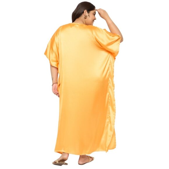 Gypsie Blu Women Plus Size Kaftan Dress Satin Maxi Kimono Dress for Evening Wear - Picture 7 of 9